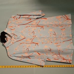 Order Plus Womens Large Light Blue Trees/Branches Button Down Shirt